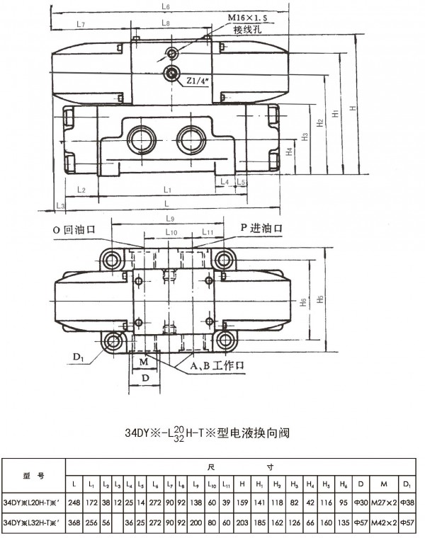 34d1yol20ht电液动换向阀